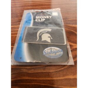 Michigan State Spartans Money Clip Black and Steel Minimalist Wallet NWT MSU